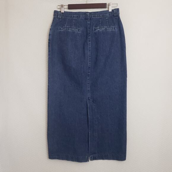 Vtg Lee Long Denim‎ Jean Maxi Skirt Size 10 Med Back Slit Y2k 100% Cotton - Picture 5 of 12